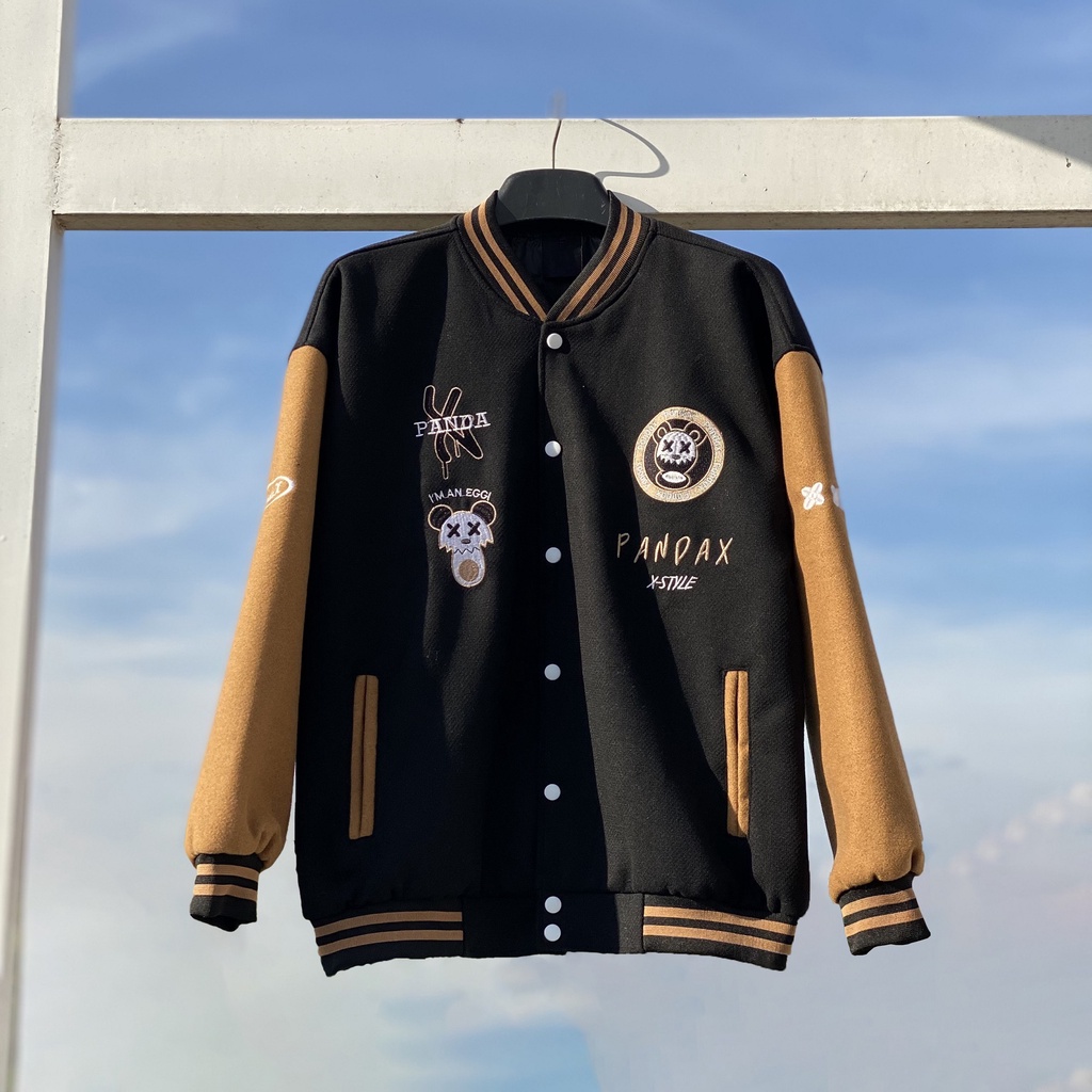 Áo khoác bomber pandax unisex , varsity jacket nam nữ chất dạ ép 2 lớp , vasity bóng chày local brand unisex - Gin Store