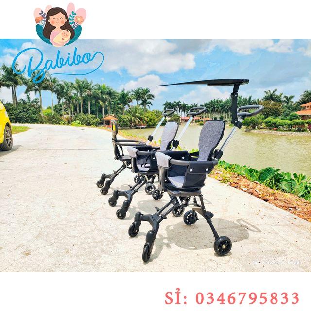 Xe đẩy du lịch có mái che cho bé, xe đảo chiều gấp gọn
