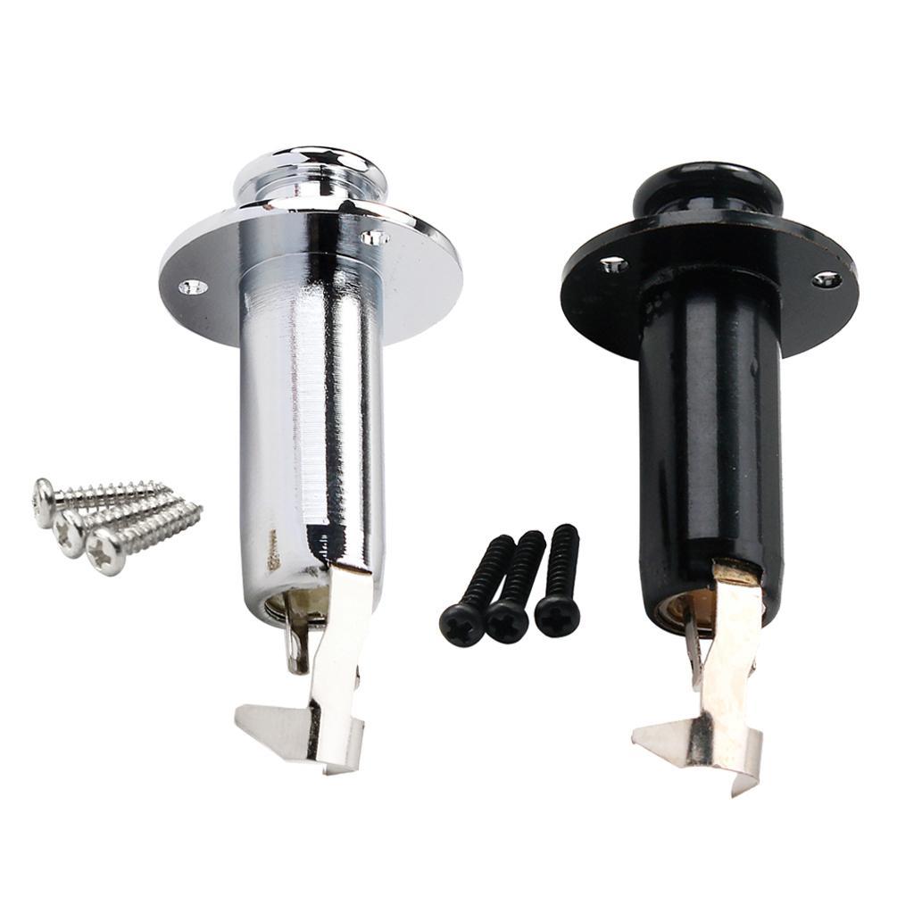 1x Chrome Electric Folk Guitar Stereo Flush Cylinder Output