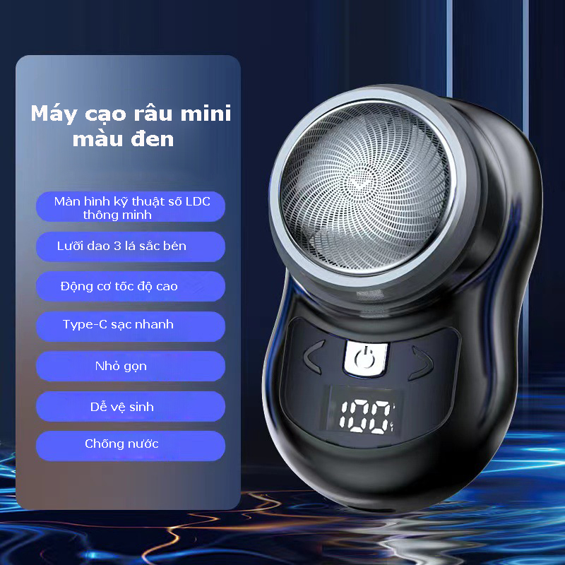 Máy cạo râu mini cao cấp lưỡi kép điện tự mài chống thấm nước tiện dụng cho nam loại mới sạc type C chống thấm nước tiện dụng