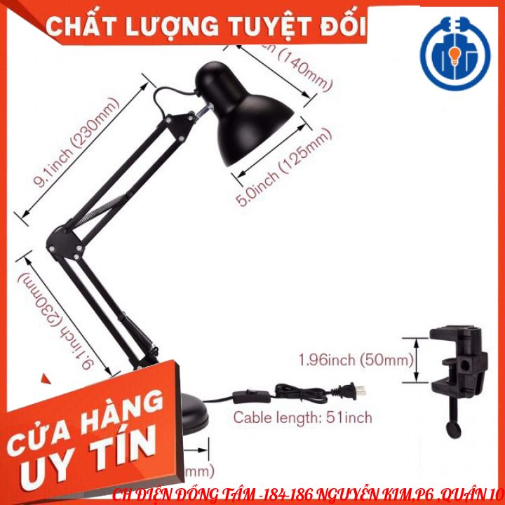 Đèn bàn học kỹ sư vừa kẹp vừa đế + bóng led siêu sáng.