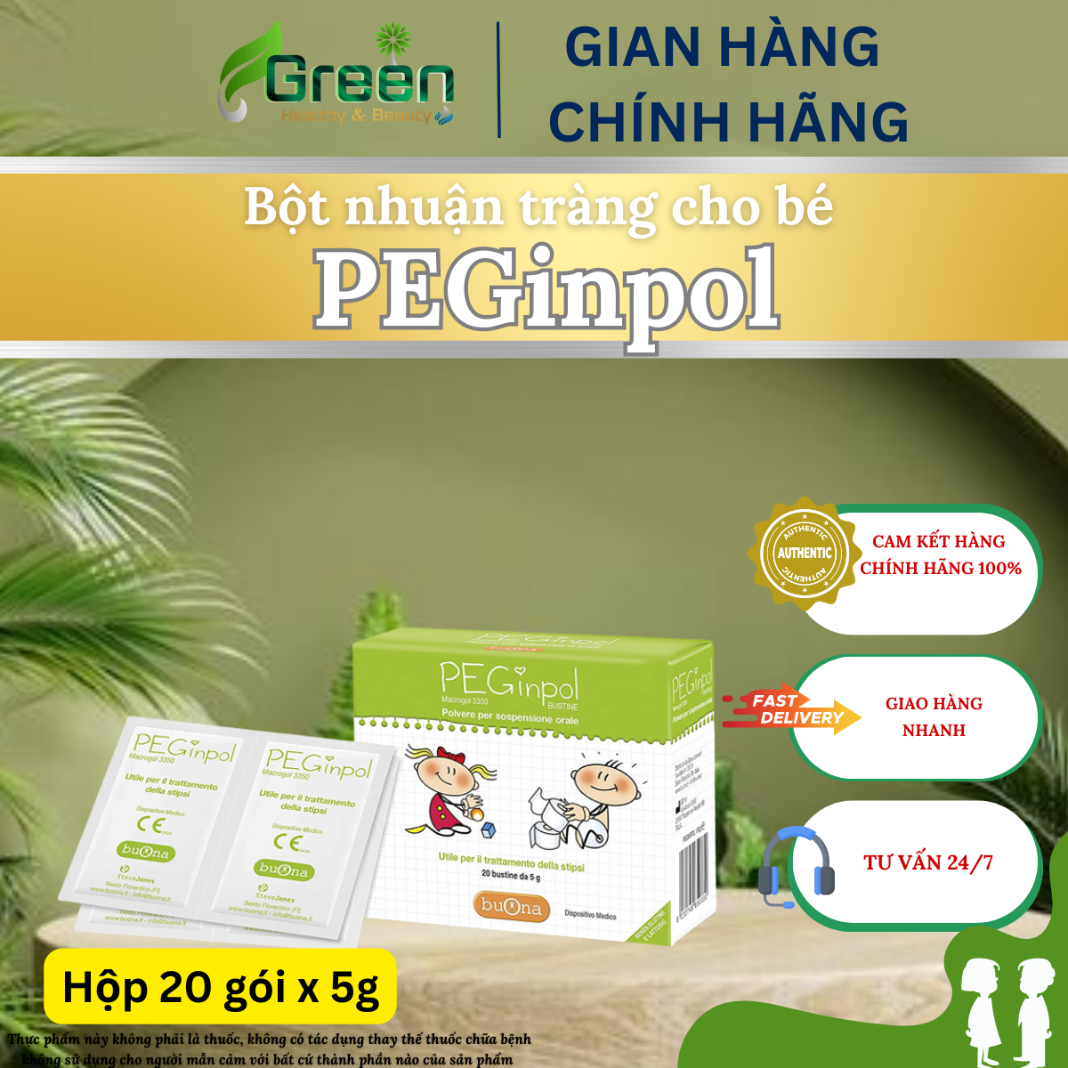 Bột nhuận tràng PEGINPOL (Hộp 20 gói x 5g)