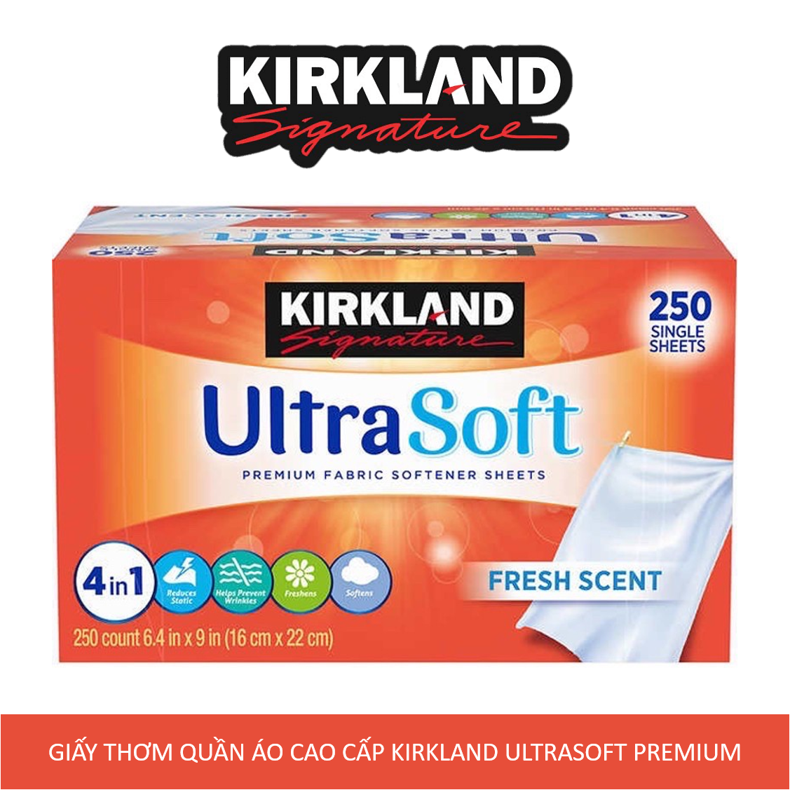 Giấy thơm quần áo Kirkland Signature Fabric Softener Sheets Ultra Soft