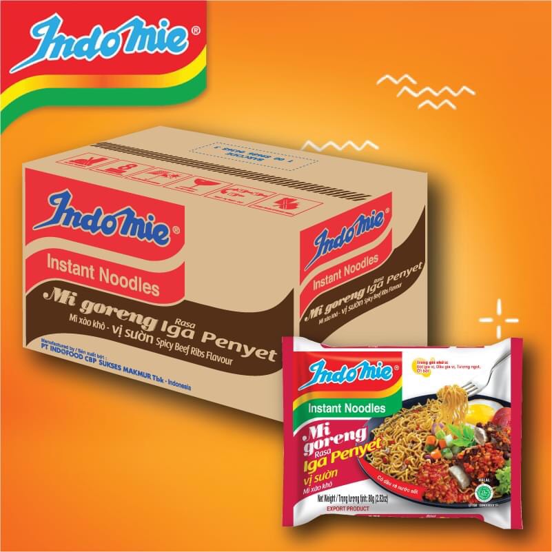 Mì Goreng Rasa Iga Penyet Vị Sườn Indomie (80G X 40 Gói/Thùng)