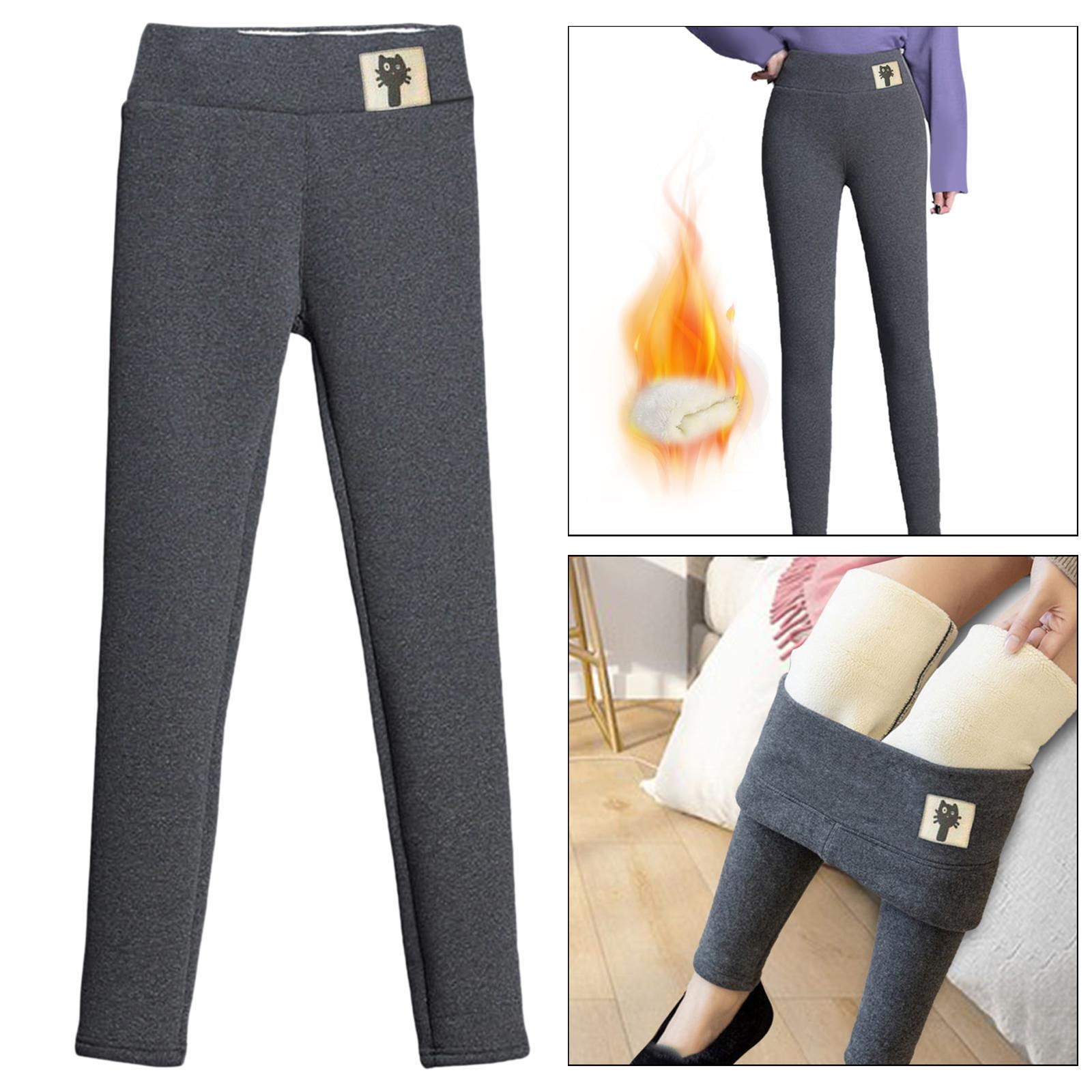 Women Winter Leggings Fleece Lined High Waisted Stretch Solid Warm Pants