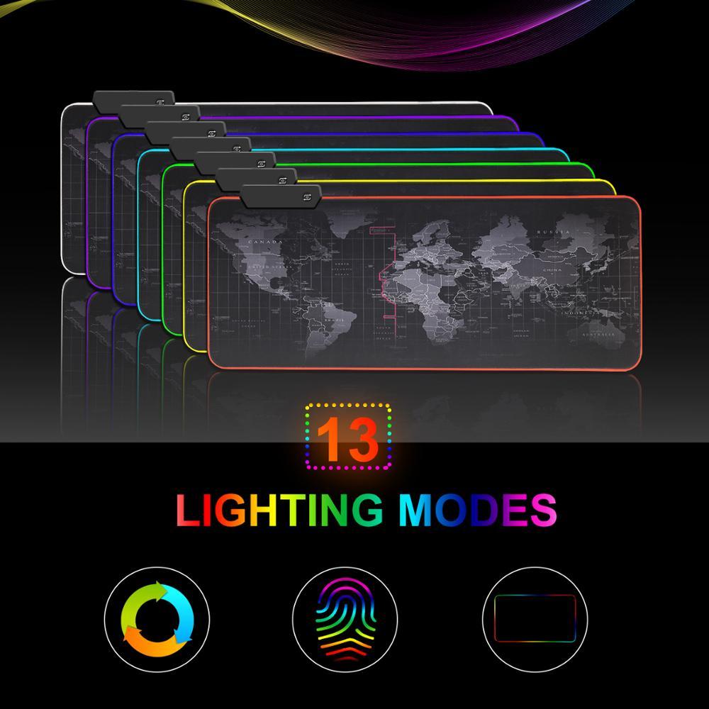 RGB Miếng Lót Chuột Chơi Game Mousepad Game Thủ Lớn Để Bàn Backlit Thảm Máy Tính Led Bề Mặt Thảm Cho Mause Ped Xl Deskpad tấm Bảo Vệ