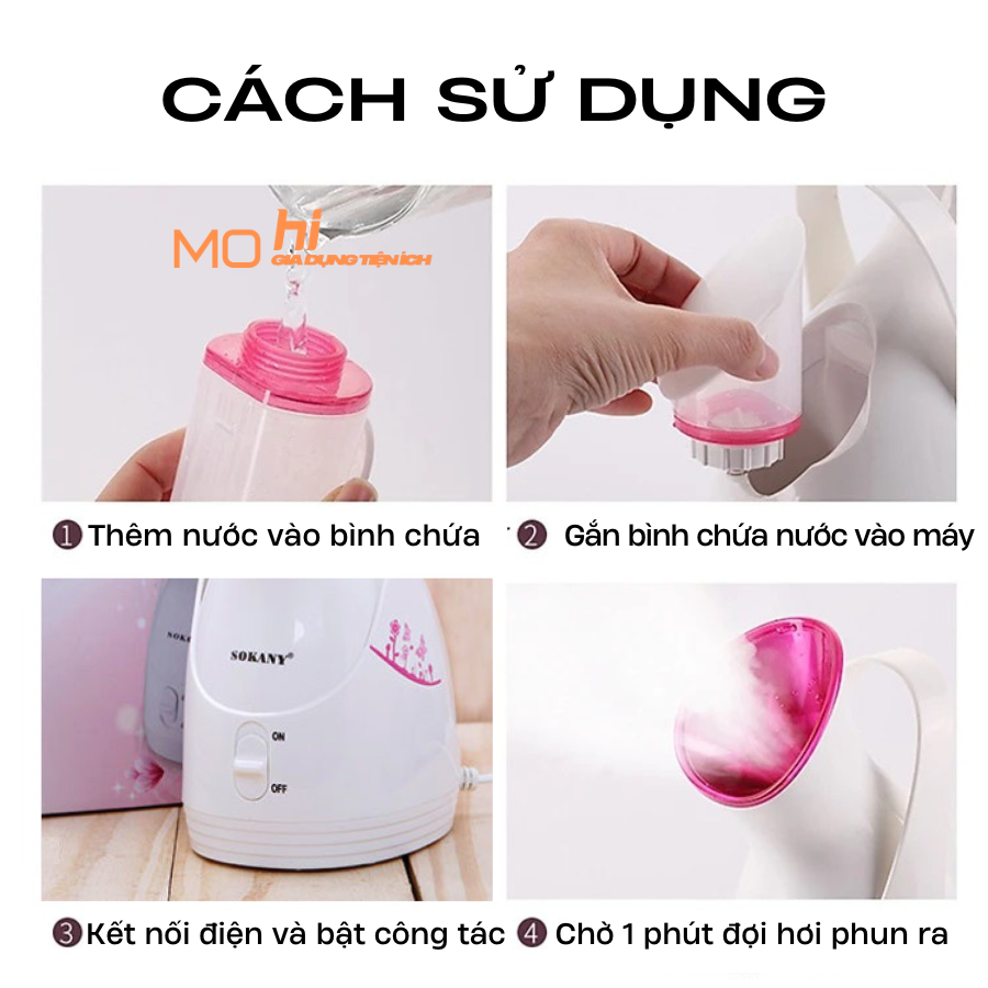 Máy xông hơi mặt phun sương  SOKANY, máy xông mặt massage công nghệ IONIC cao cấp - Hàng chính hãng