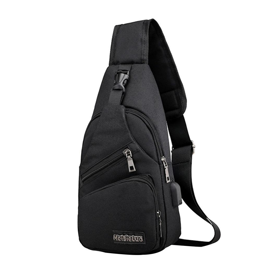 2pcs Fashion Men Sling Chest Bag Shoulder Bag USB Port Daypack