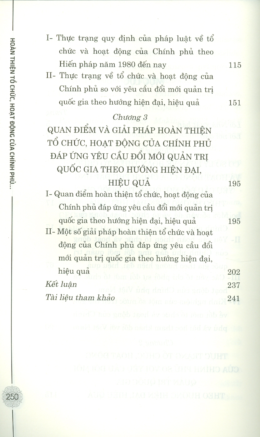Hoàn Thiện Tổ Chức, Hoạt Động Của Chính Phủ Đáp Ứng Yêu Cầu Đổi Mới Quản Trị Quốc Gia Theo Hướng Hiện Đại, Hiệu Quả (Sách chuyên khảo)