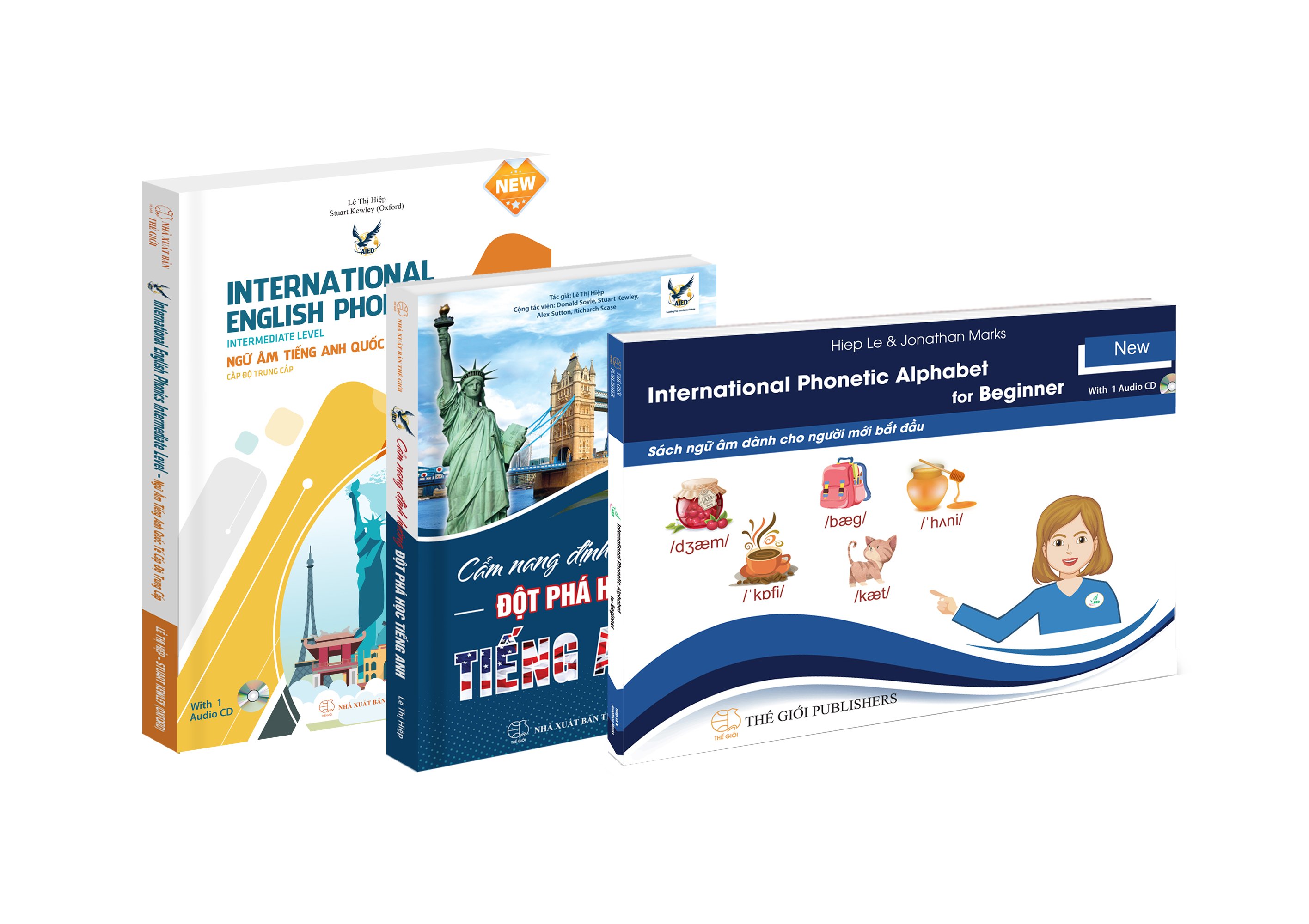 Combo Bộ sách Cẩm nang học tiếng Anh, Sách ngữ âm giành cho người mới bắt đầu, Ngữ âm tiếng Anh quốc tế cấp độ trung cấp