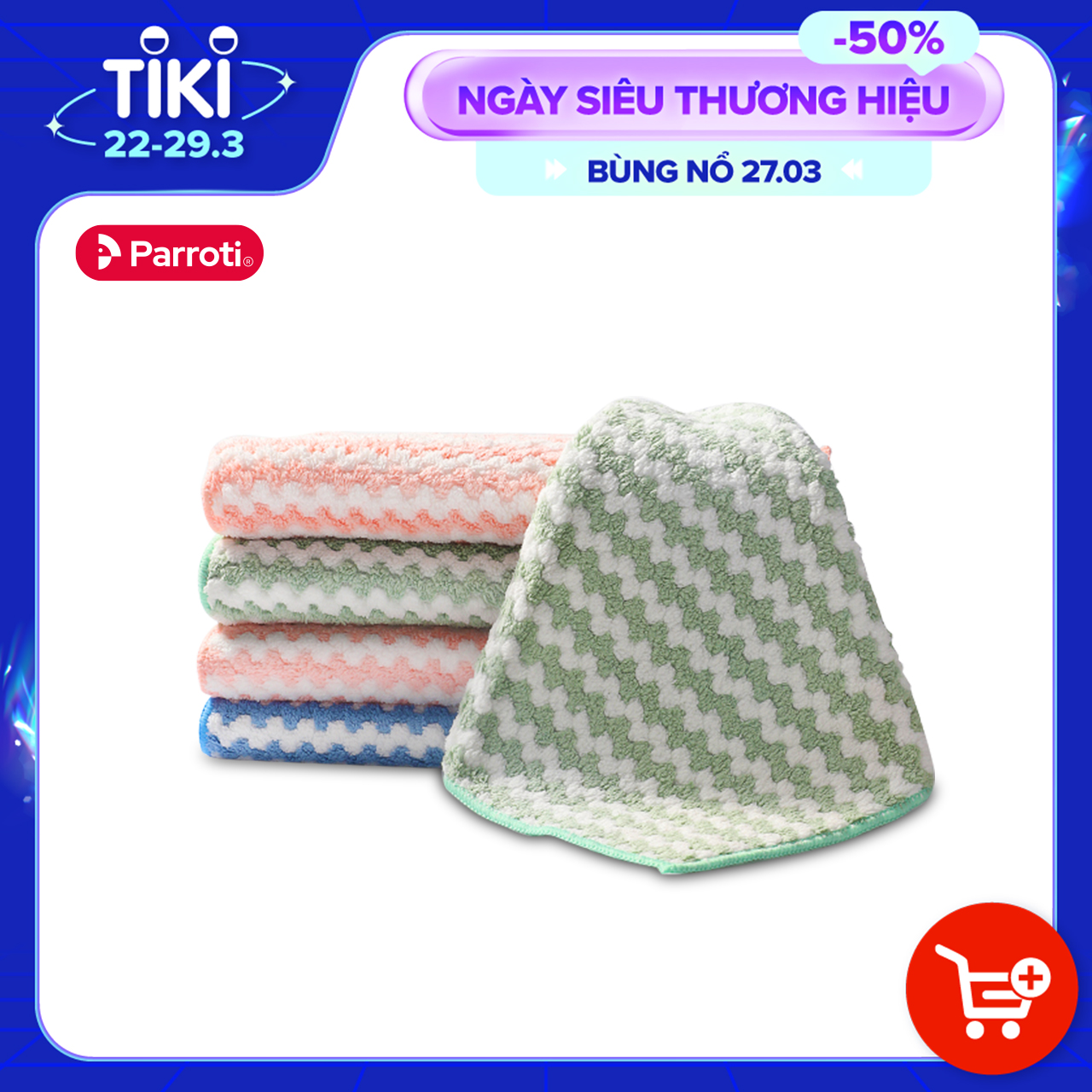 Combo 5 Khăn Lau Bếp, Lau Kính Siêu Thấm Hút Parroti - Fiber FB02