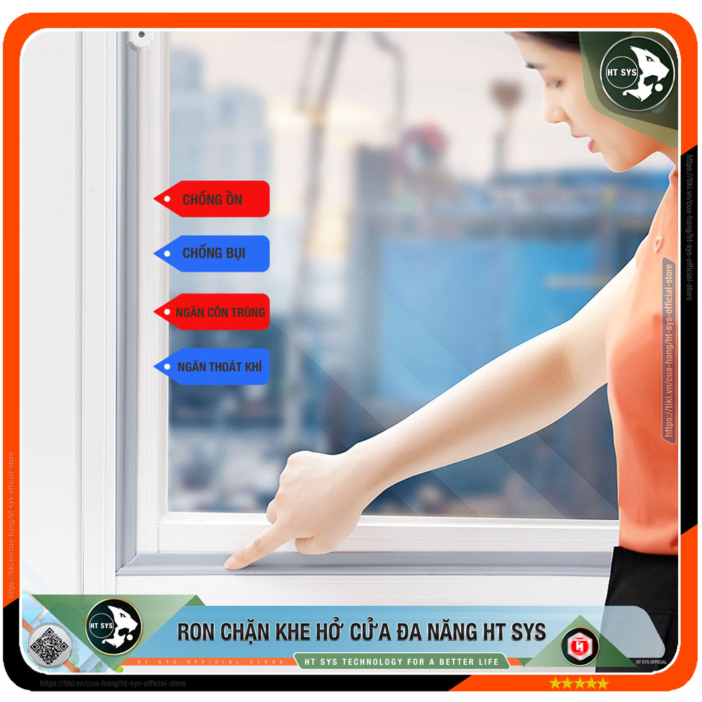 Ron Chặn Khe Cửa HT SYS - Vật Liệu PU Và PE Cải Tiến Chống Mài Mòn - Cuộn Ron Dán Che Khe Hở Cửa, Chân Cửa, Khung Cửa - Ngăn Gió Lùa, Cách Âm, Chống Bụi, Ngăn Côn Trùng, Chống Thoát Khí Điều Hòa, Chống Va Đập Cửa - Hàng Chính Hãng