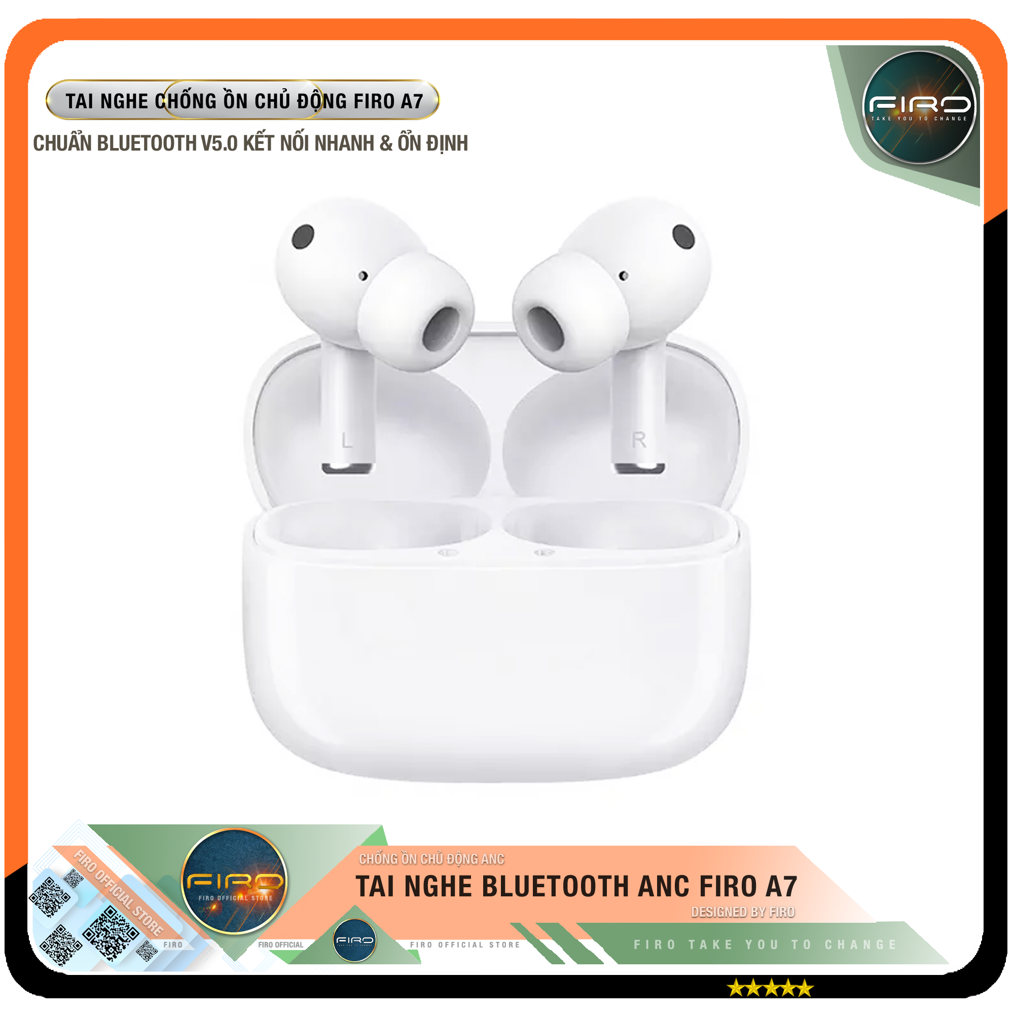 Tai Nghe Bluetooth FIRO Fi5 Pro2 - Tai Nghe Không Dây FIRO Công Nghệ Bluetooth V5.3 - Kháng Nước IPX5 - Điều Khiển Cảm Ứng Thông Minh - Âm Bass Cực Hay - Chống Ồn Cực Tốt - Tai Nghe FIRO Fi5 Pro2 Tương Thích Với Tất Cả Dòng Máy - Hàng Chính Hãng