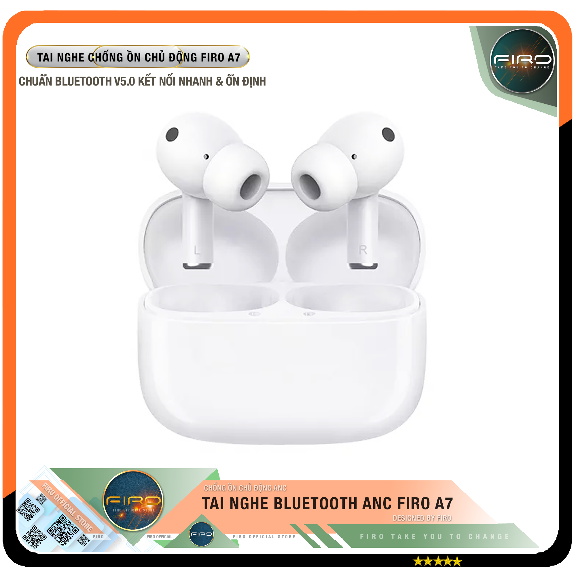 Tai Nghe Bluetooth FIRO FI5 Pro2 - Tai Nghe Không Dây FIRO Công Nghệ Bluetooth V5.3 - Kháng Nước IPX5 - Điều Khiển Cảm Ứng Thông Minh - Âm Bass Cực Hay - Tai Nghe FIRO FI5 Pro2 Tương Thích Với Tất Cả Dòng Máy - Hàng Chính Hãng