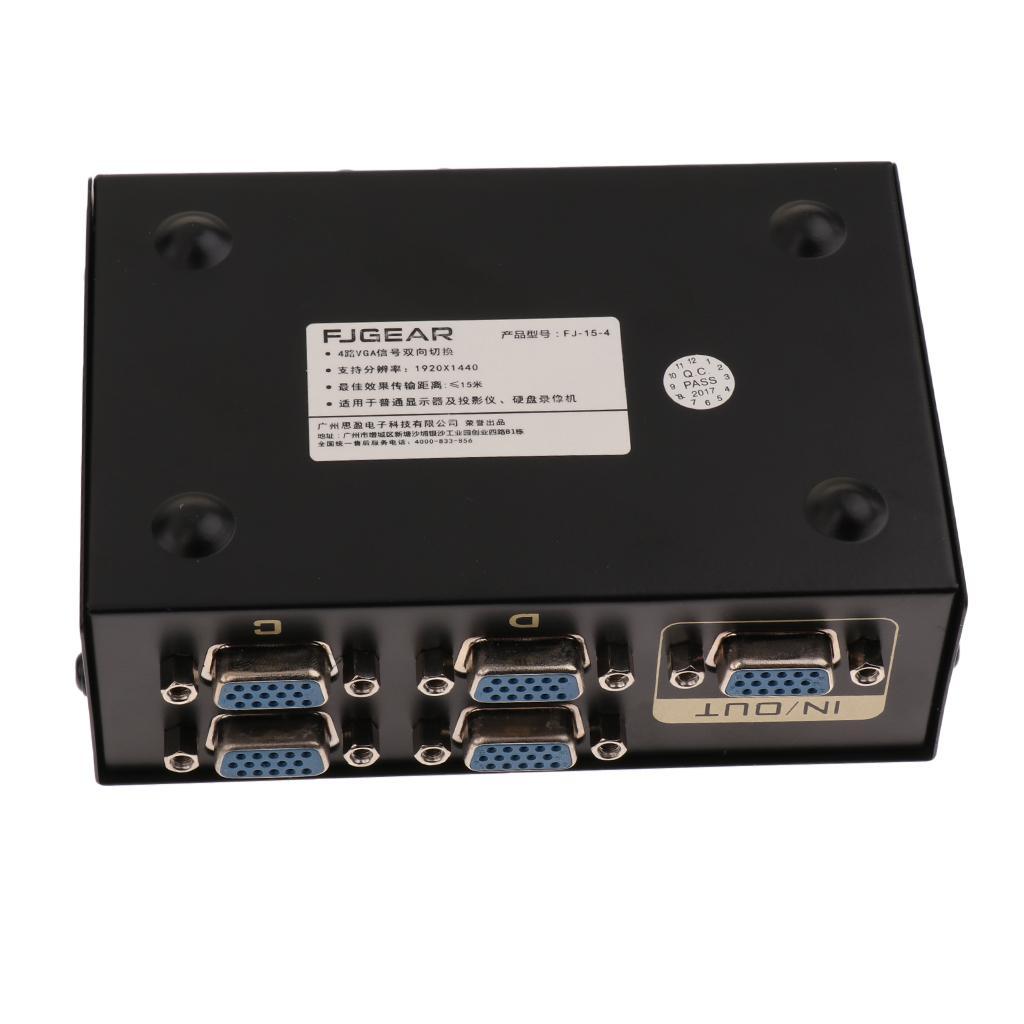 4 Port VGA Switch Video Manual Switcher Box 4 x 1 Selector 4 PC In 1 Out