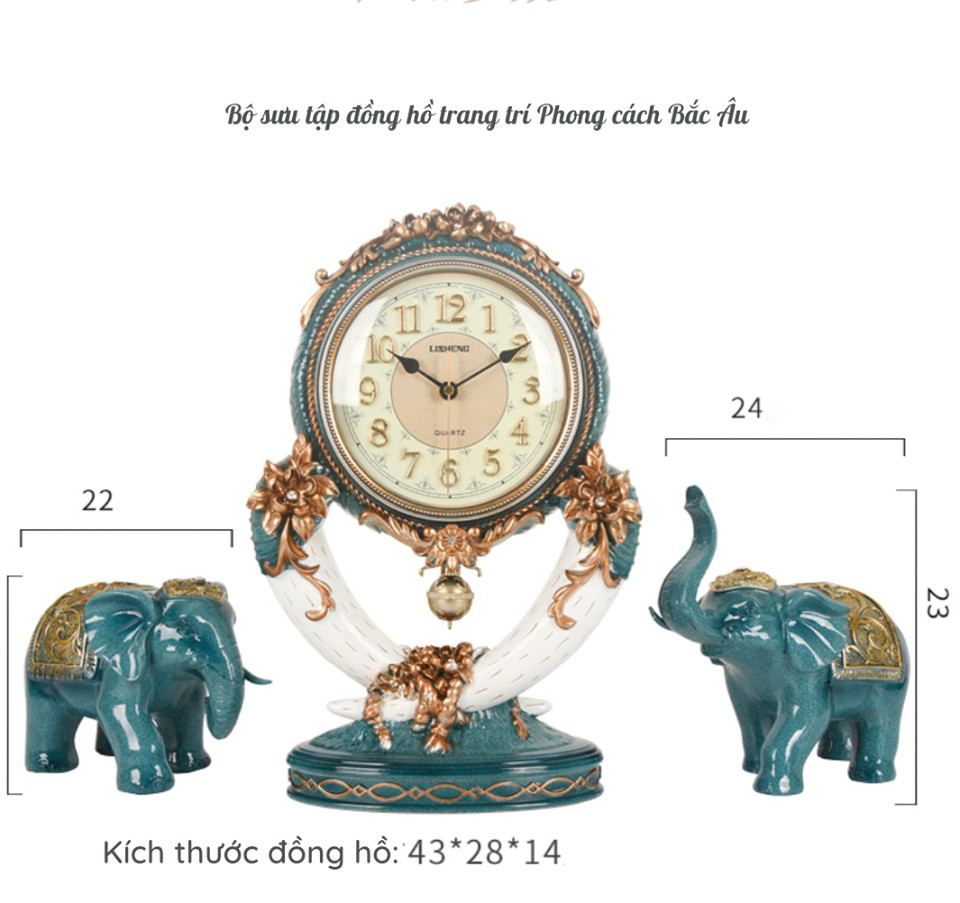 Đồng hồ voi xanh phong cách BẮC ÂU