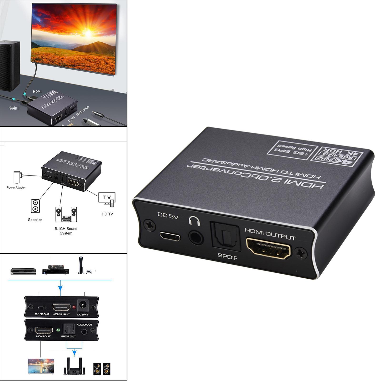 Audio Extractor Optical to 3.5mm Jack Adapter Support for Cinema