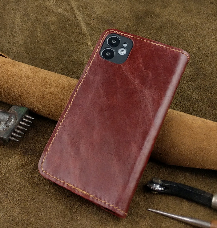 Bao da cho Iphone 11 Handmade Da Bò Thật