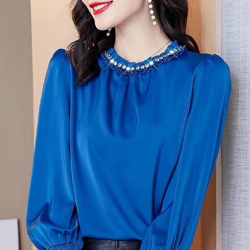 Áo Kiểu Công Sở Cổ Tròn Phối kiêm Sa Cực Sang BY6382