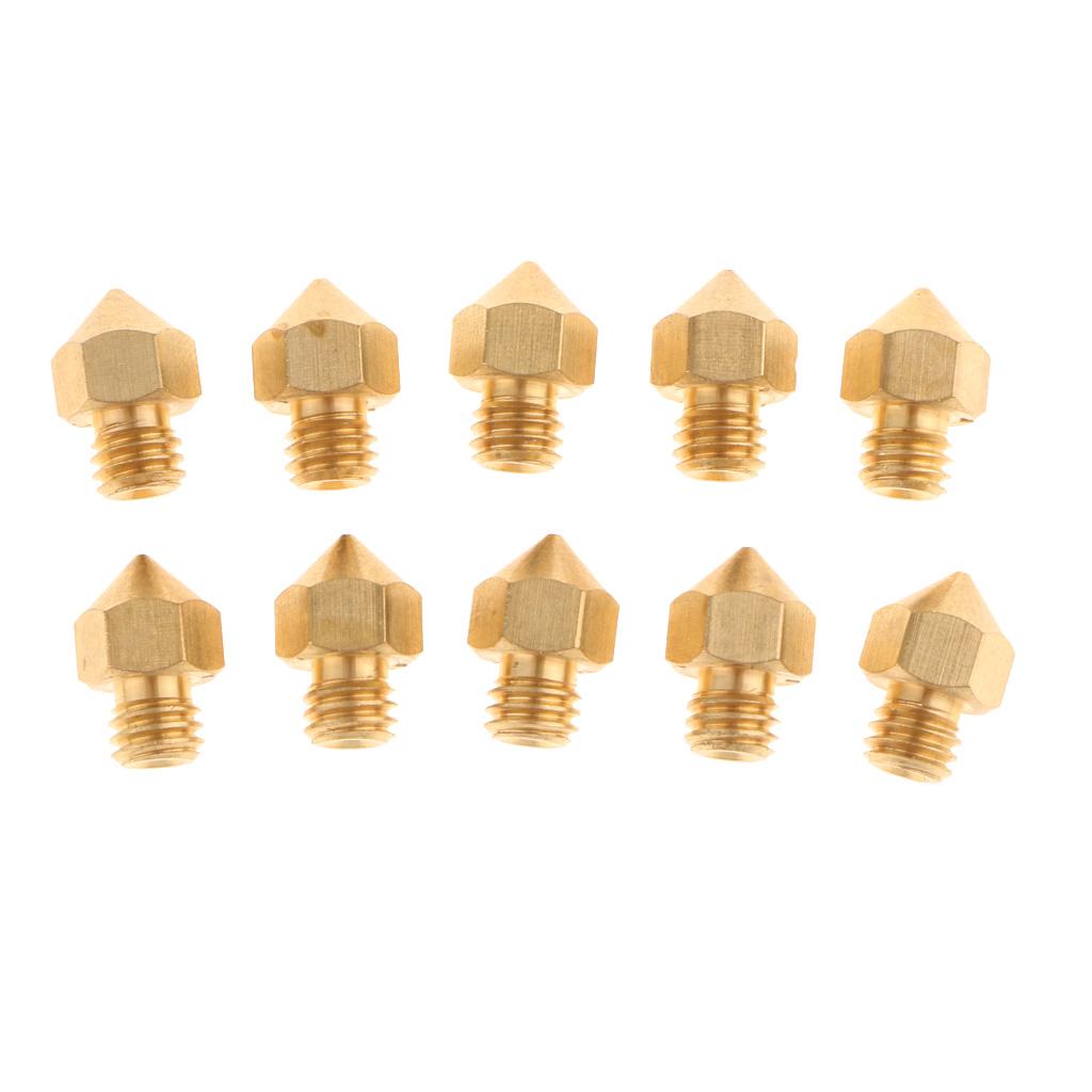 10 Pcs. 3D Printer Nozzle, Extruder Repair Accessory For MK8 3D Printer - Golden