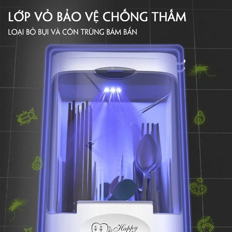 Hộp Đựng Đũa Thìa Dán Tường Bốn Ngăn Tiện Dụng Có Nắp Đậy, Dán Tường Siêu Chắc Chắn - Hàng Việt Nam - Giao Mầu Ngẫu Nhiên