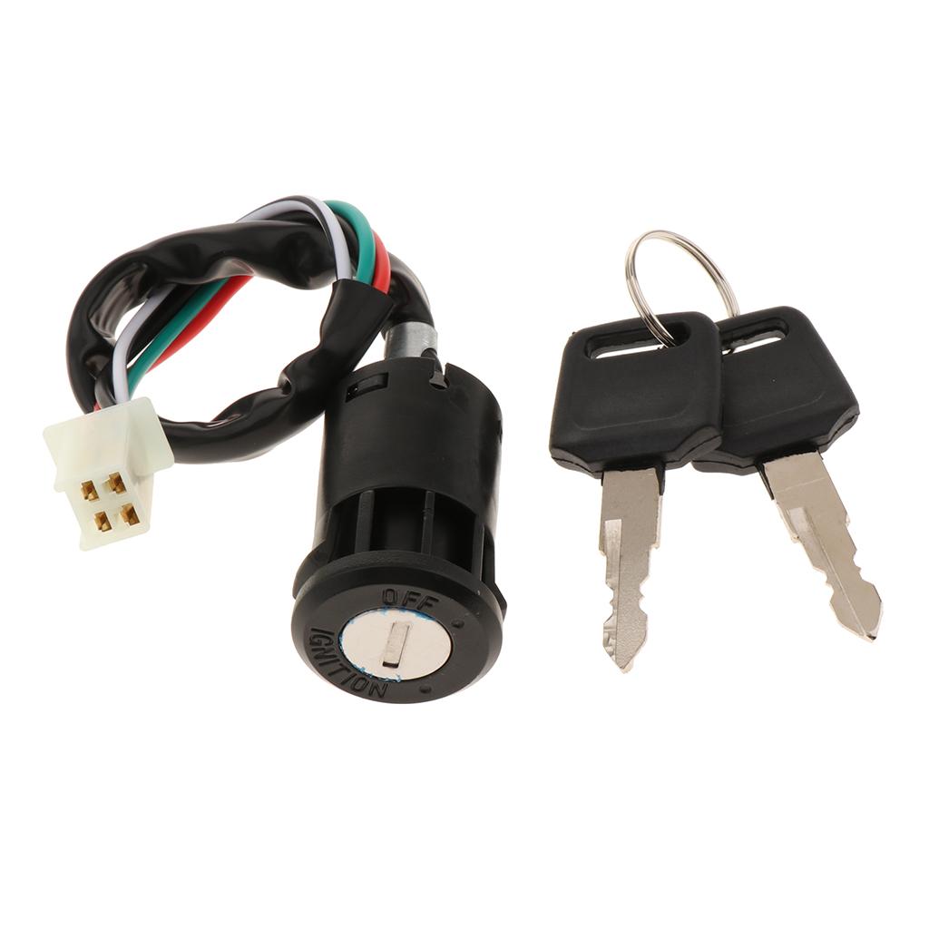 Black  Ignition Key Switch Replacement 4 Wire Ignition Key Switch