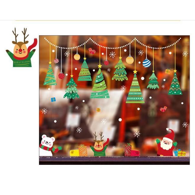 Decal trang trí Noel - Rèm Dây Cấy Thông Xanh