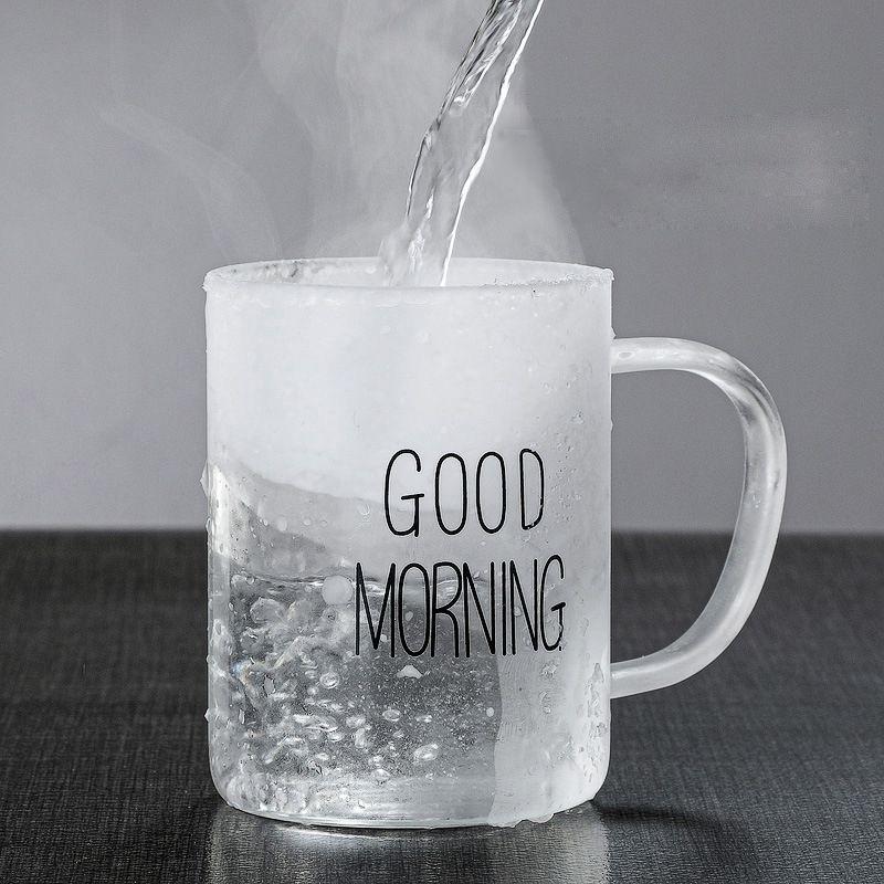 Cốc Thủy Tinh Good Moring Trụ có Quai Cầm Uống Sữa, Nước Ép, Cà phê 400ML