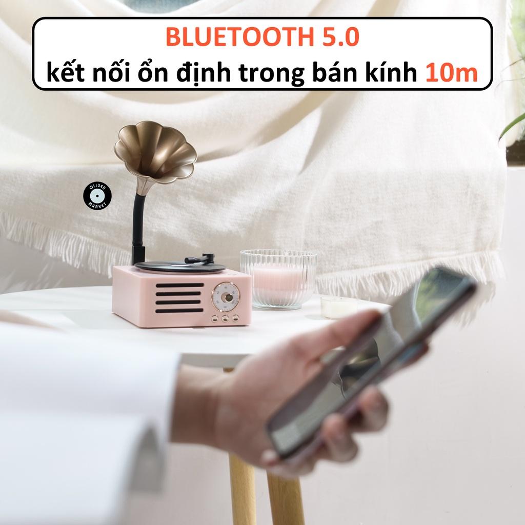 Loa Bluetooth Đĩa Than Xoay OLIVER T15 Loa Bluetooth Loa Kèn Vintage Cổ Điển Đồ Decor Phòng Ngủ Trang Trí Bàn Làm Việc Cao Cấp