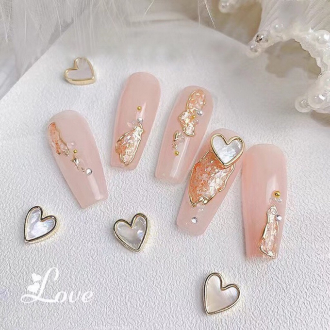 Charm đá nail hình trái tim đính móng tay 10 viên Ngẫu nhiên 1147