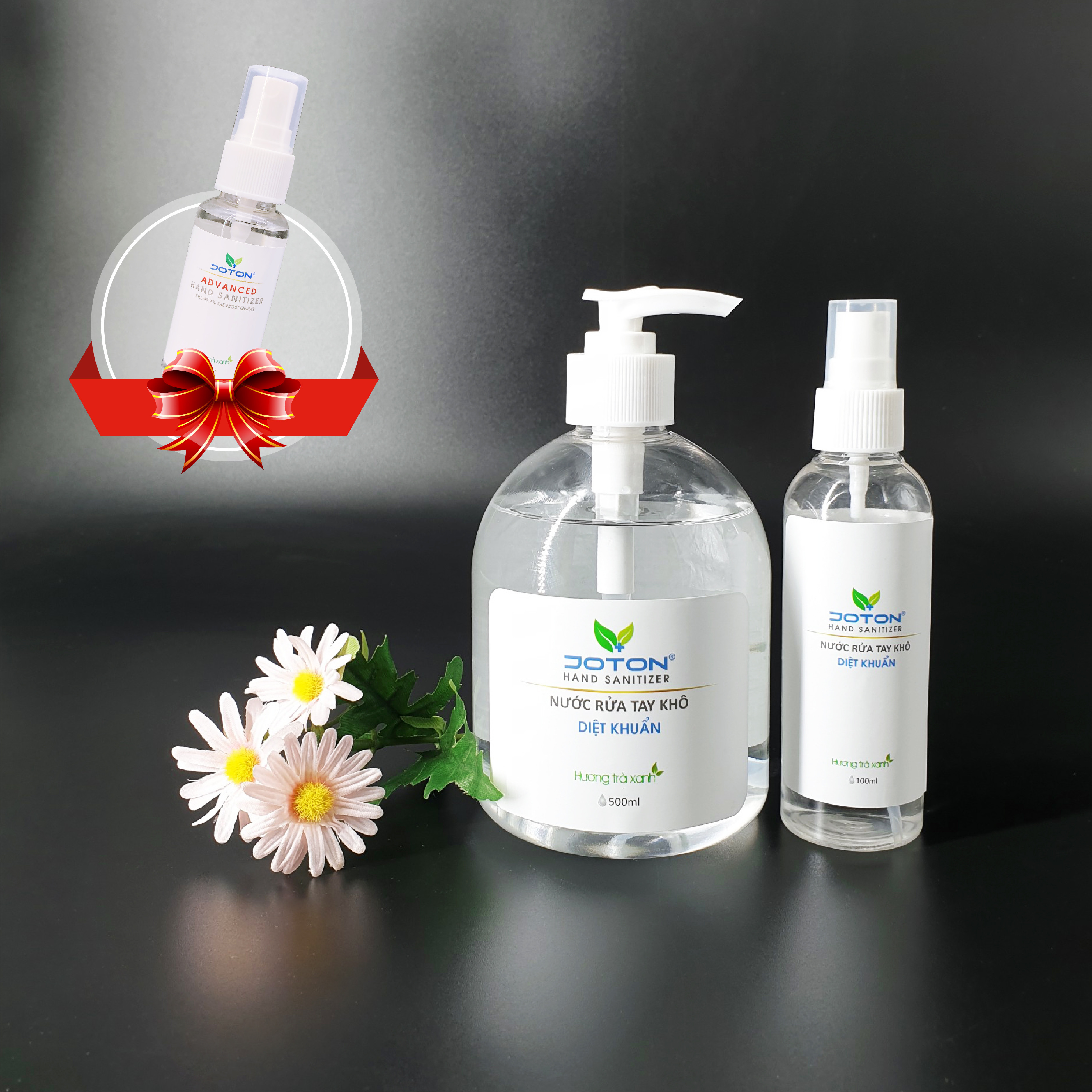 Combo xịt rửa tay khô diệt khuẩn 100ml và 500ml Tặng 01 chai nước rửa tay khô 30ml - Joton Hand Sanitizer