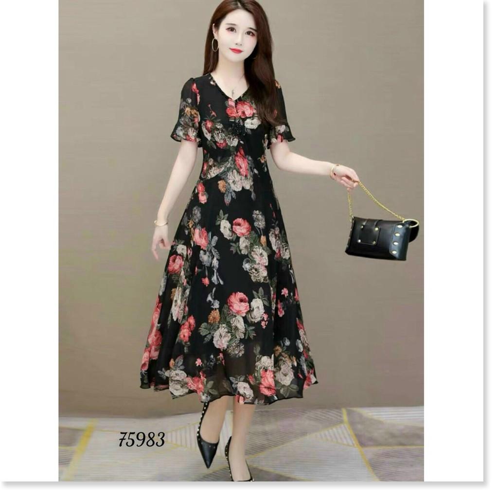 ĐẦM LỤA DÁNG XÒE HỌA TIẾT HOA VÔ CÙNG XINH