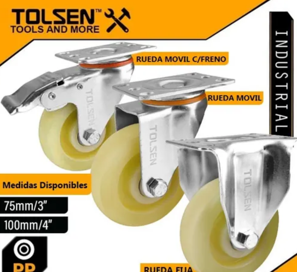 BÁNH XE KÉO CỐ ĐỊNH 100MM/4" TOLSEN 62902 - HÀNG CHÍNH HÃNG