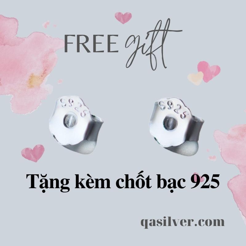 Bông tai bạc trái tim khuyên tai nụ đá zircon nhân tạo tối giản S925 HEART Silver Earrings QA SILVER EA201203