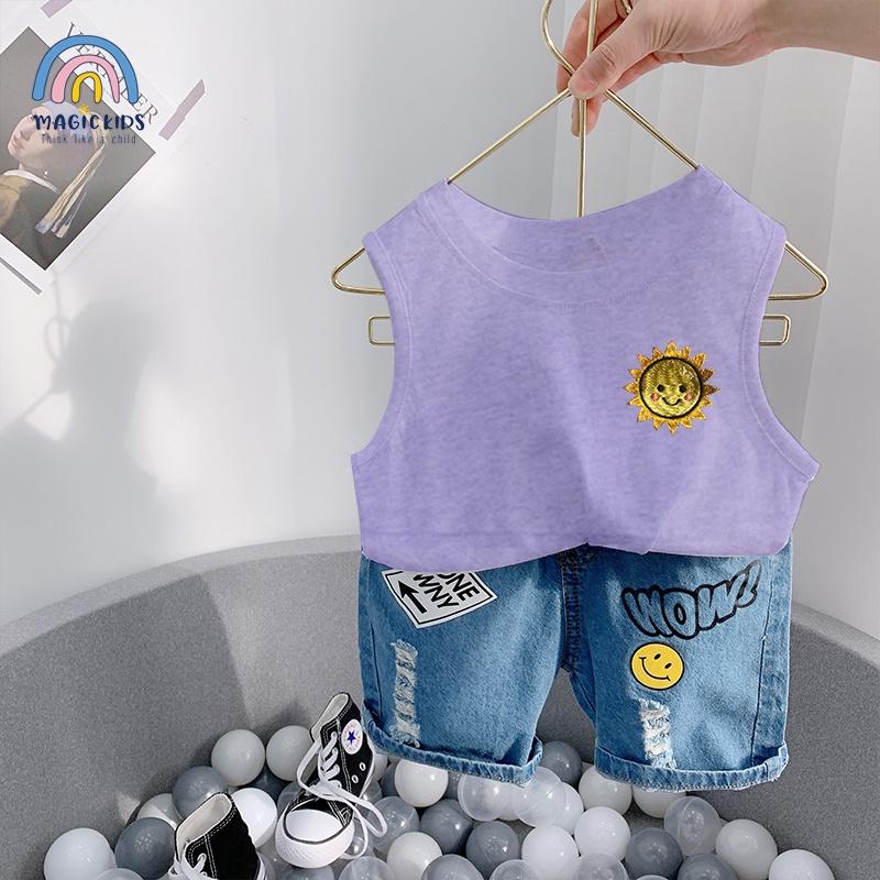 Áo thun ba lỗ sát nách bé trai 1 2 3 4 5 6 7 tuổi chất cotton mềm mịn thoáng mát, Quần áo bé trai 2022