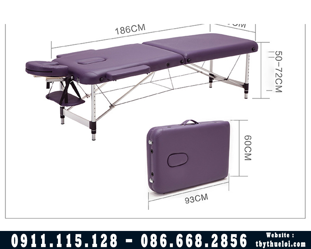 Giường Xoa Bóp Mát Xa Gấp Gọn - Giường Spa HL2 Chân hợp Kim