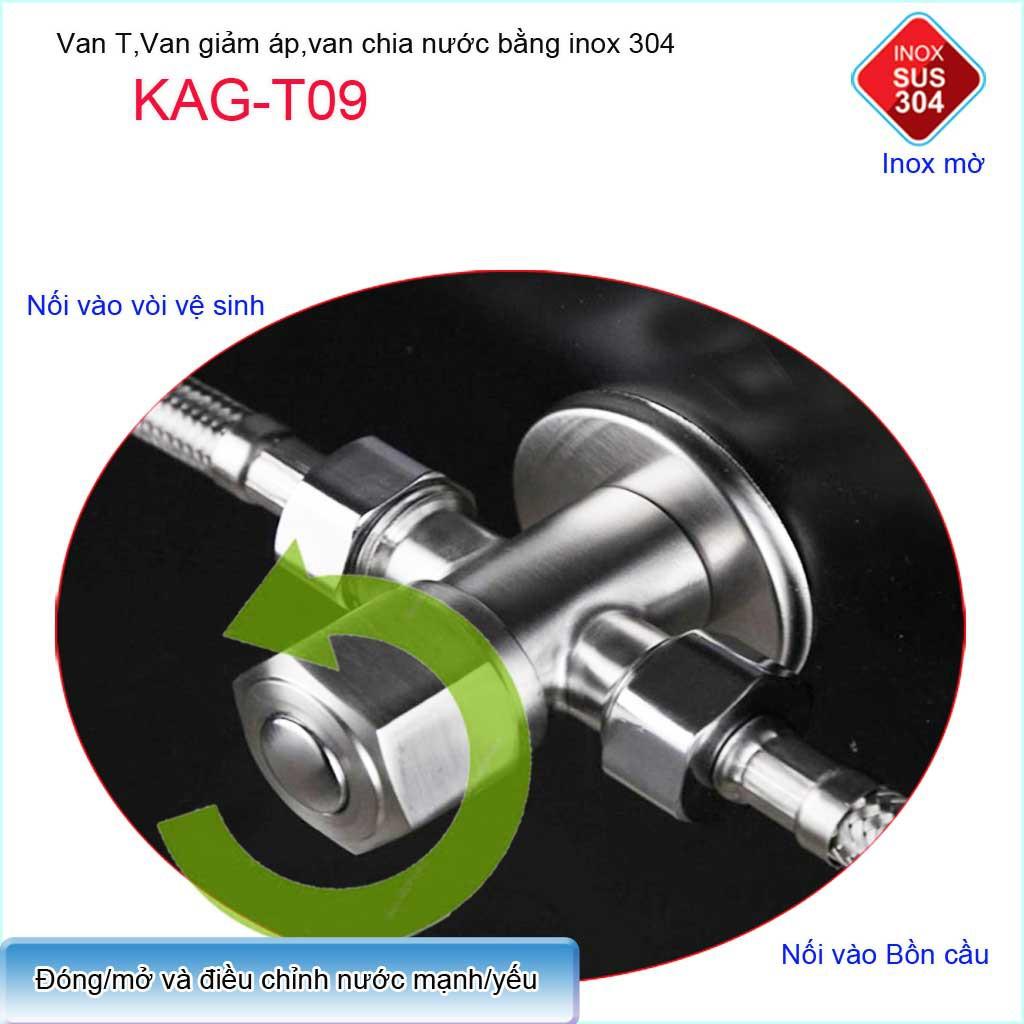 Van giảm áp lực nước chữ T , van T chia nước Inox 304 KAG-T09