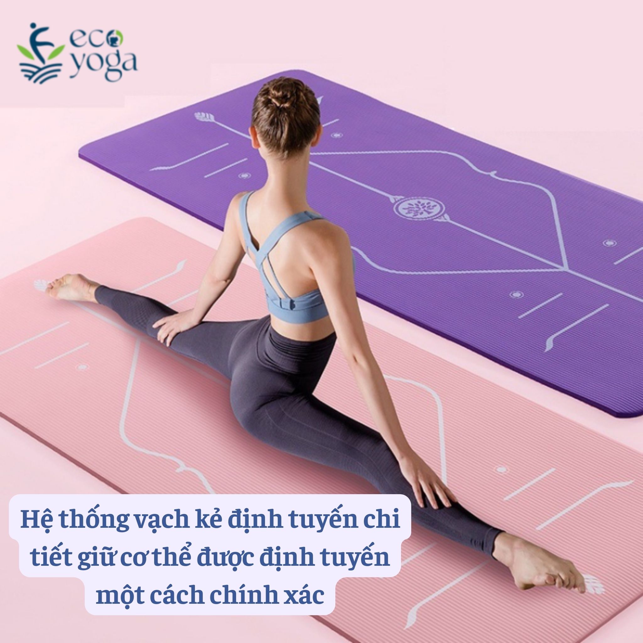 Hình ảnh Thảm Tập Yoga TPE 8mm Định Tuyến, Thảm Dày Dặn, Chống Trơn Trượt, Thấm Hút Mồ Hôi, Đường Định Tuyến In Rõ Nét