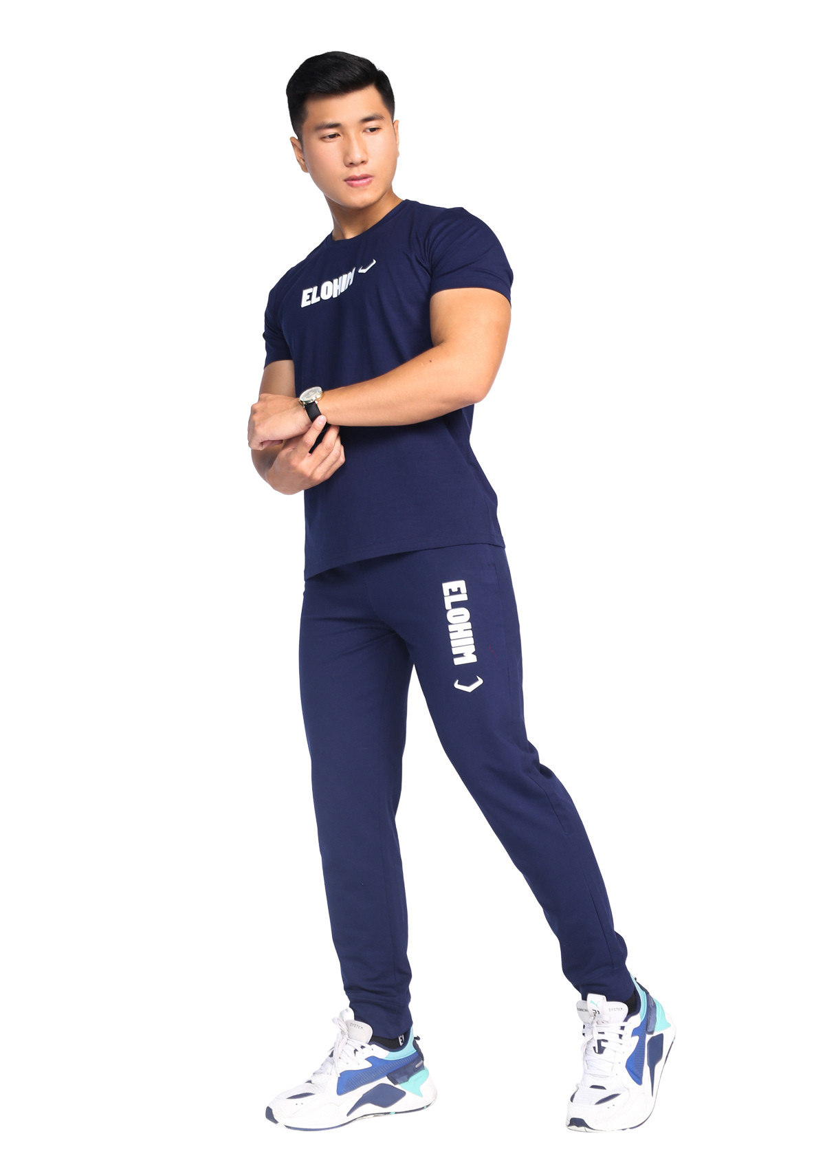 QUẦN JOGGER THỂ THAO CHỮ ELOHM - XANH ĐEN