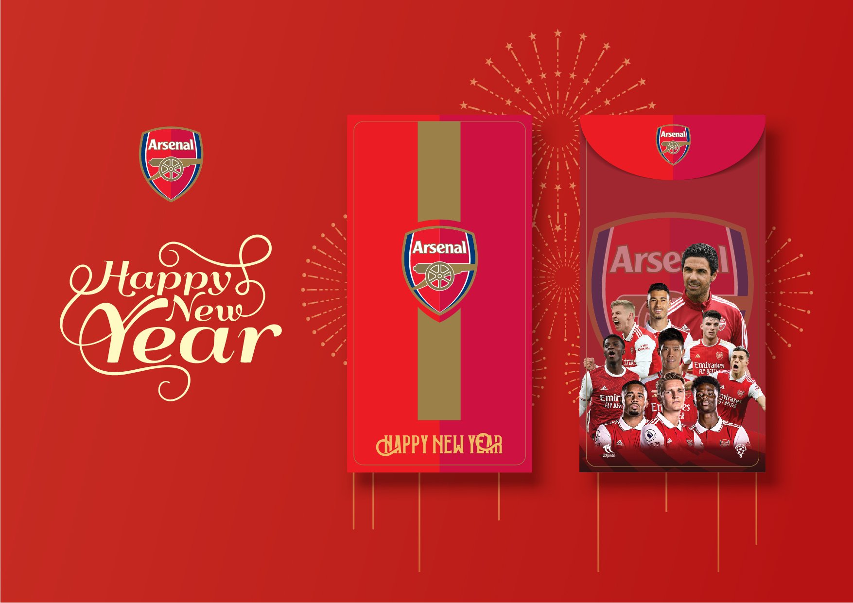 COMBO 10 Bao Lì Xì Năm Mới 2024 Giáp Thìn (FC ARSENAL) 8X16cm – Đẹp - Ý Nghĩa
