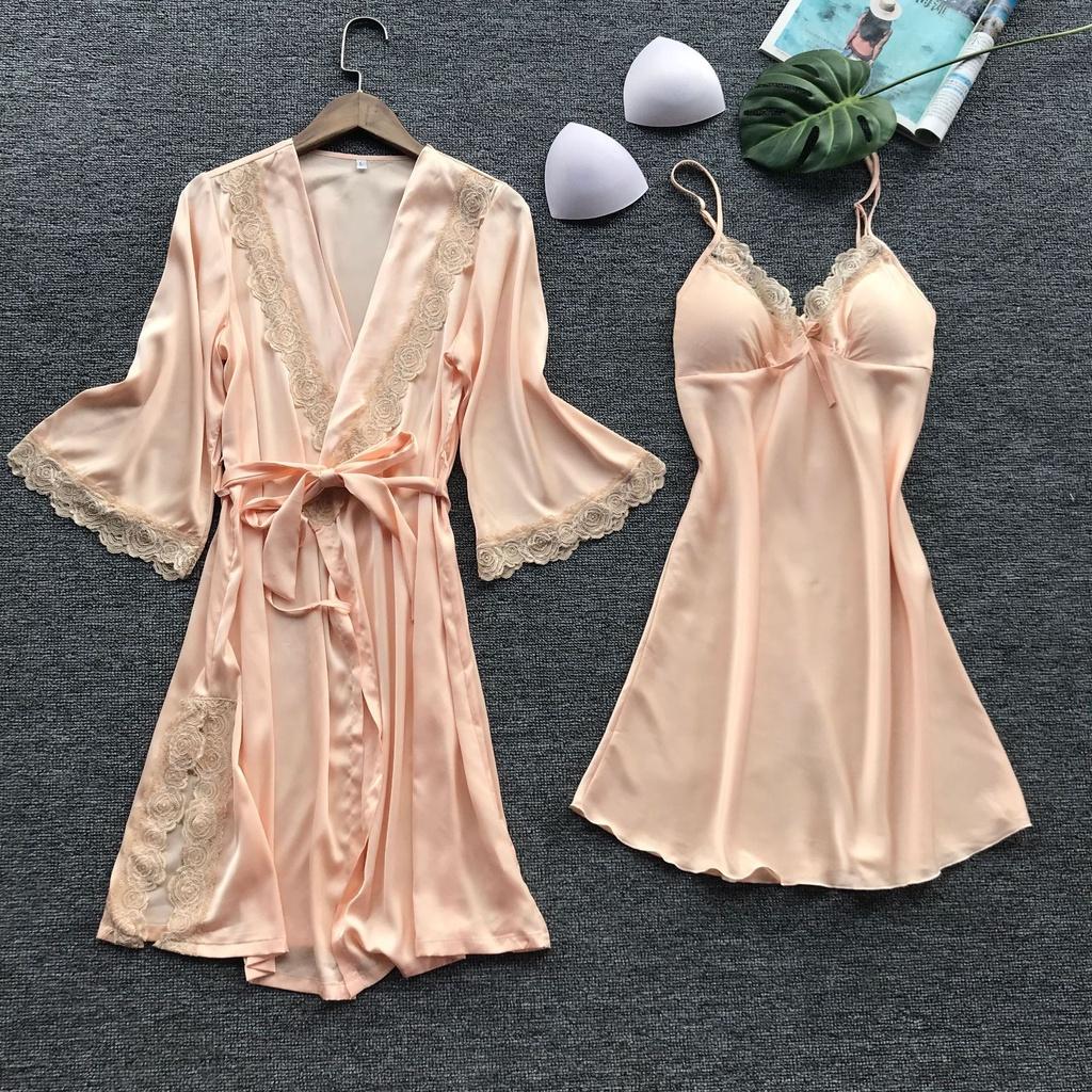Áo choàng có đồ lót bên trong cao cấp VNS303B - sét bộ áo choàng + đồ lót bên trong