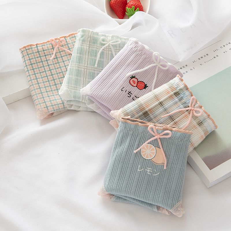 Set 5 Quần lót cotton mềm mại kháng khuẩn in hình dễ thương cho nữ QLN39