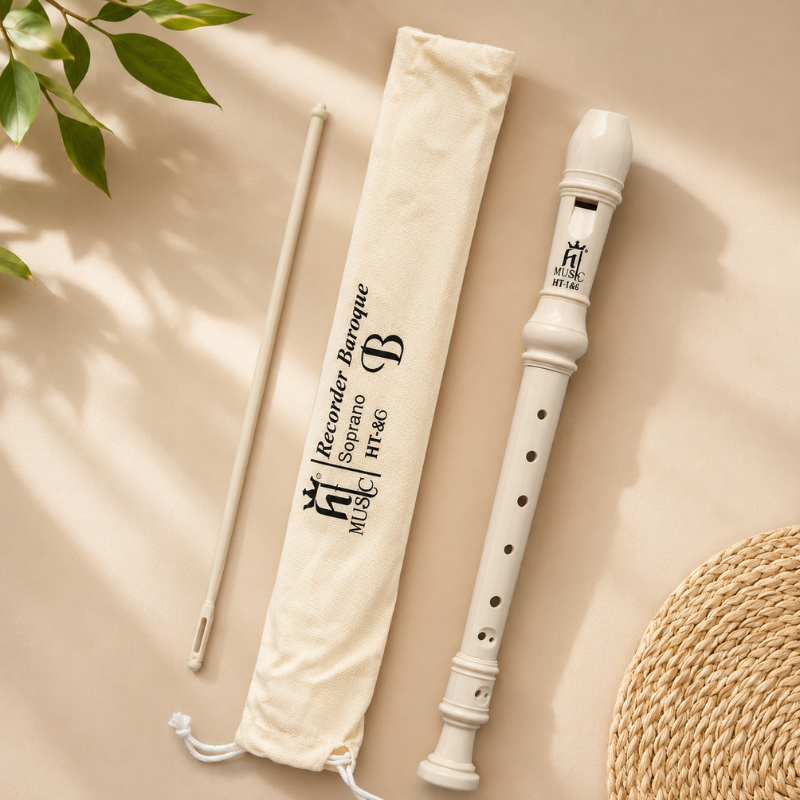Sáo Recorder Soprano HT Music HT-8C Baroque 8 Lỗ Nhựa ABS Cao Cấp Kèm Túi Và Cây Vệ Sinh