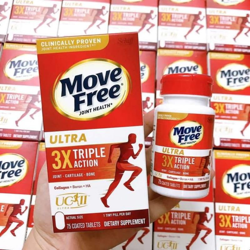 Hỗ trợ giảm đau nhức xương khớp Move Free Ultra 3xTriple Action Mỹ phòng loãng xương, tăng trưởng và hồi phục sụn, tăng chất nhầy khớp - Massel Official 75Viên/Hộp