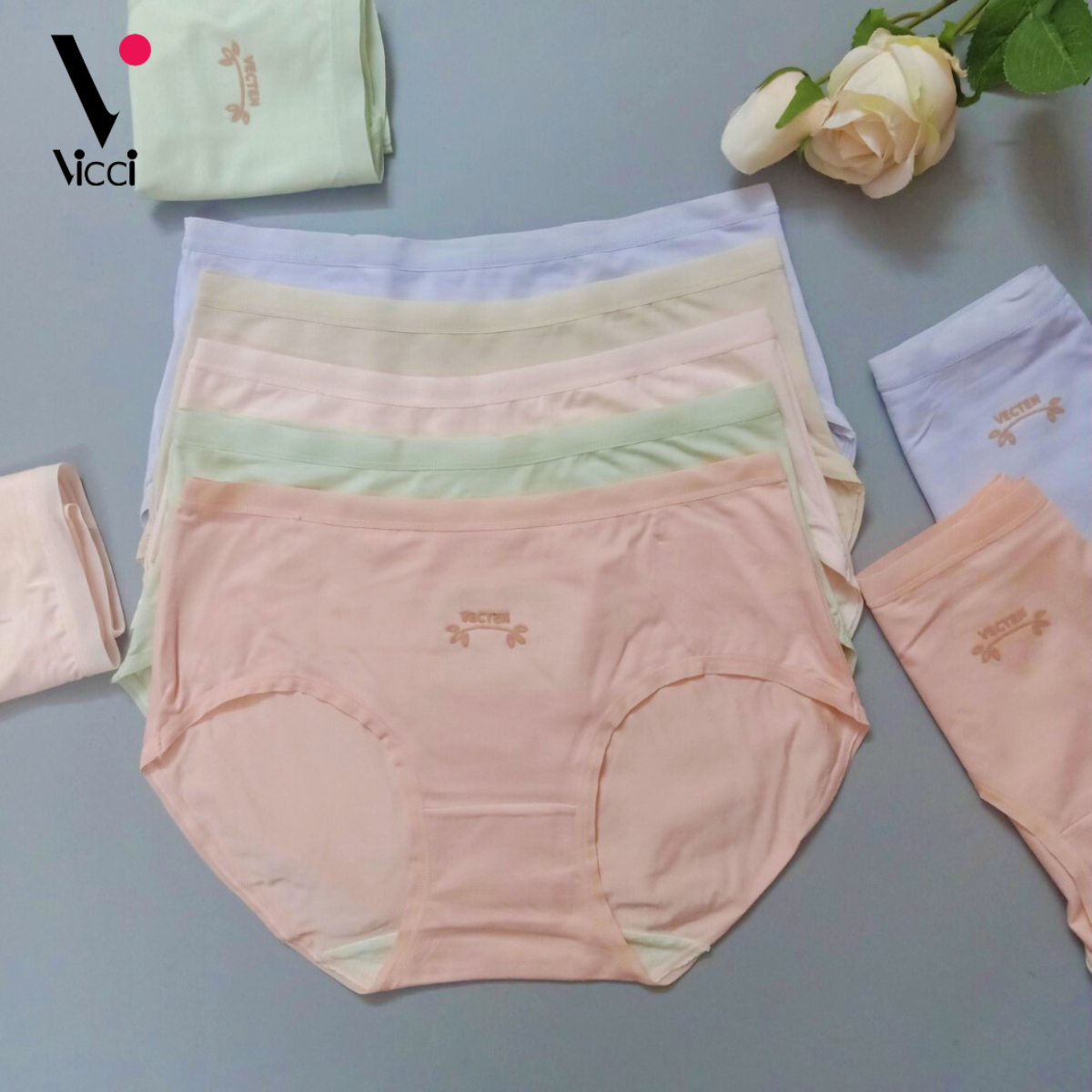 Quần lót nữ cotton lụa cao cấp, cạp lưng vừa Vicci QV.31 mềm mịn, thoáng mát, thấm mút mồ hôi tốt, kháng khuẩn khử mùi