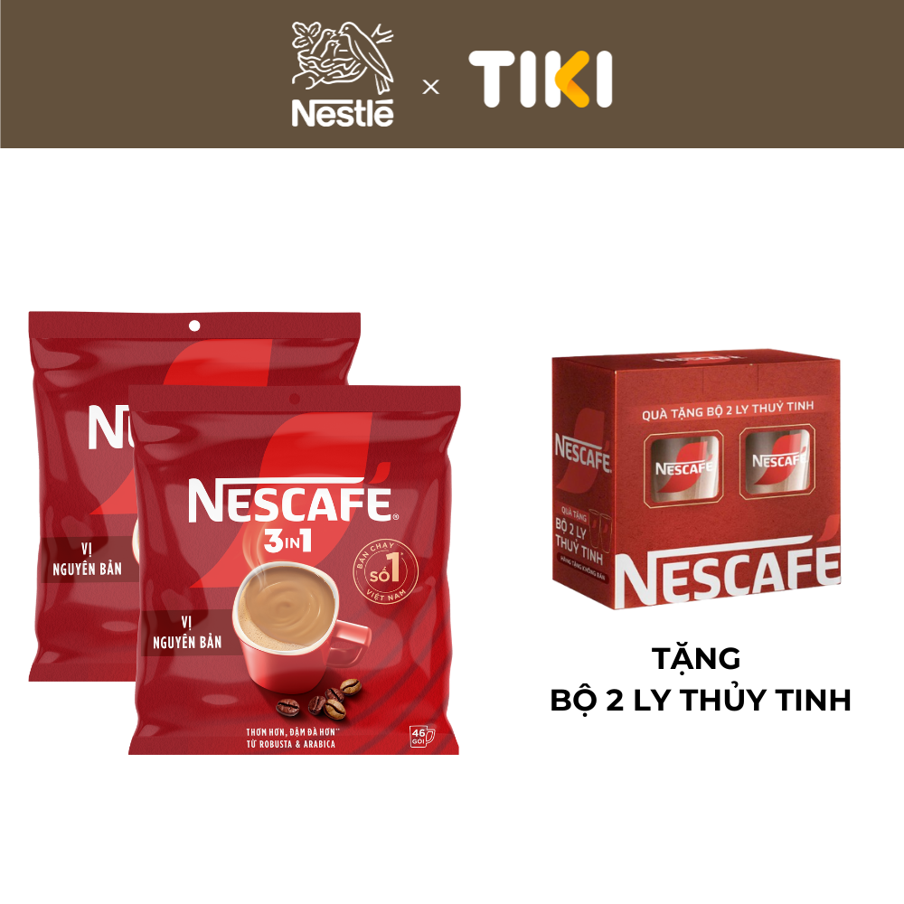 Combo 2 Bịch NESCAFE 3IN1 Công thức cải tiến - VỊ NGUYÊN BẢN Bịch 46 gói