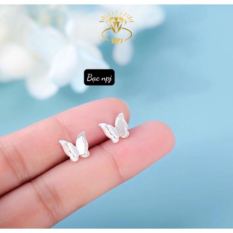 Bông Tai hình bướm điệu Đà bạc ta làm kĩ sáng bóng, Hoa Tai hình bướm -Bạc npj