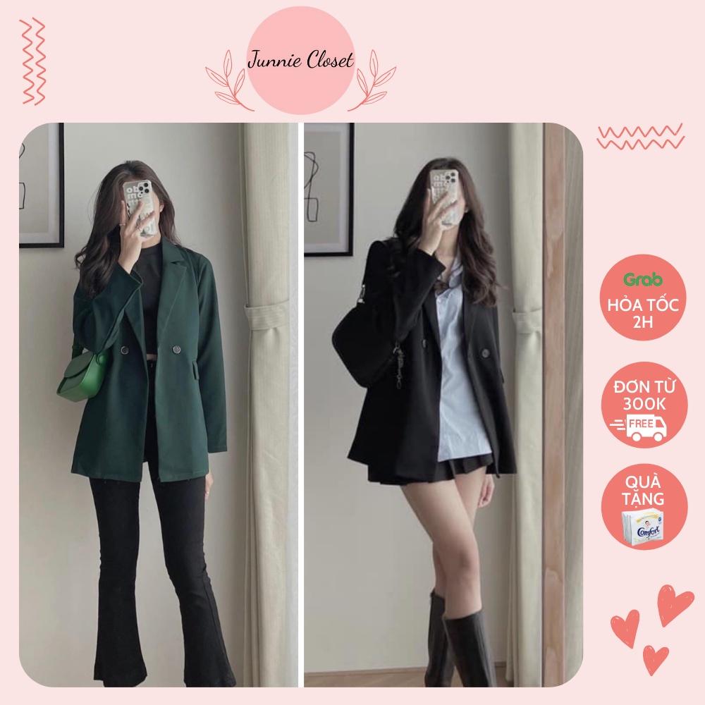 Áo Blazer 1 lớp tay dài màu trơn cho nữ Áo khoác chất tuyết mưa Junnie Closet