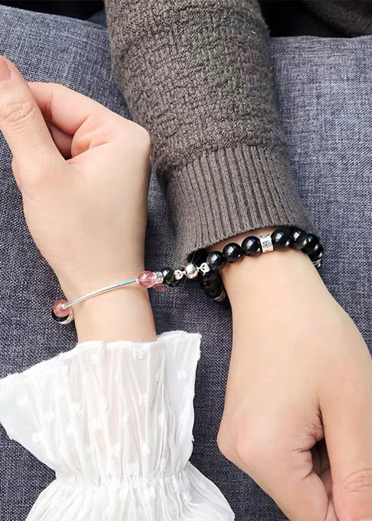 Combo 2 cặp charm bạc nam châm bạc tròn treo - Ngọc Quý Gemstones