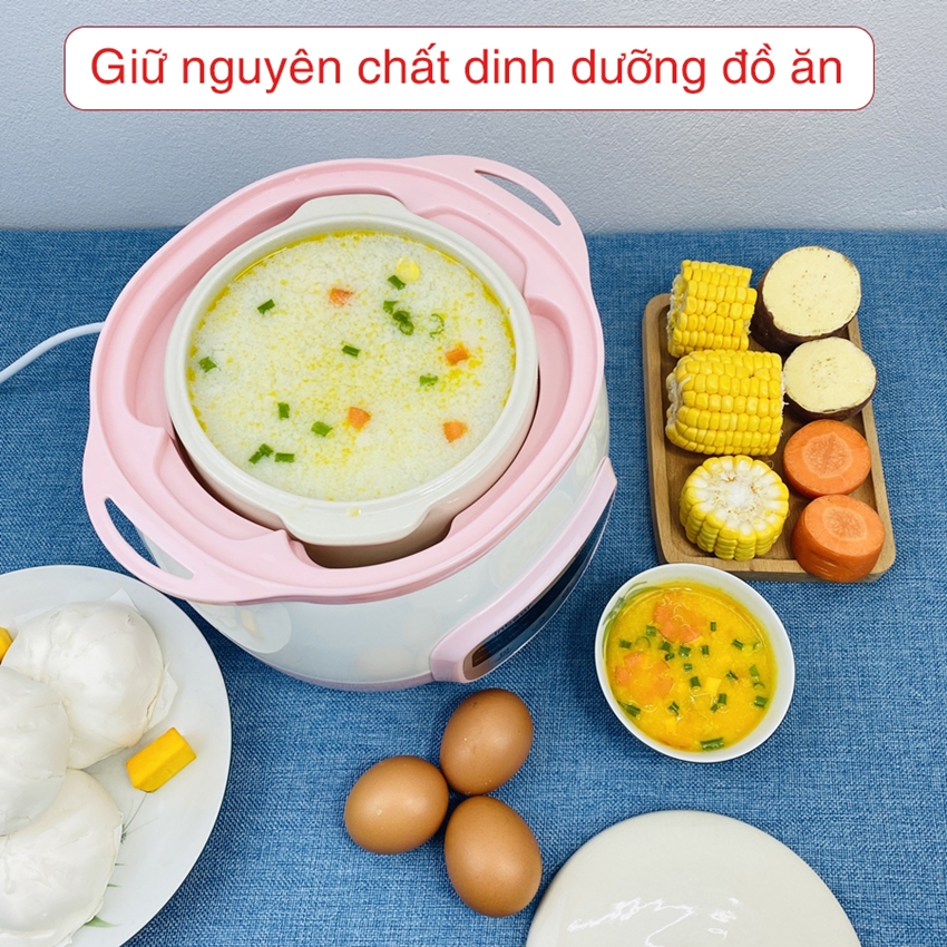 Nồi Nấu Cháo Chậm Chính Hãng INBEAR 1,6L - 8 Chức Năng Nấu Cháo Cho Bé, Nồi Chưng Yến, Nồi Hầm Hấp Cách Thủy Đa Năng Giữ Trọn Vẹn Hương Vị Tự Nhiên, Có Xửng Hấp Và Thố Gốm 2 trong 1, Chế Độ Hẹn Giờ Rảnh Tay Thuận Tiện